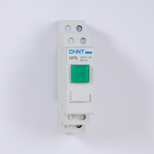 584052 | Кнопка в модульном корпусе NP9-10/1, 1НО, зелёная, Chint