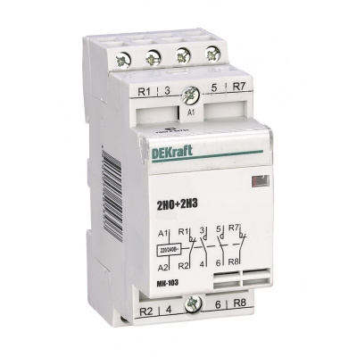 18062DEK | Модульный контактор 2НО+2НЗ 20А 230В МК-103, Dekraft