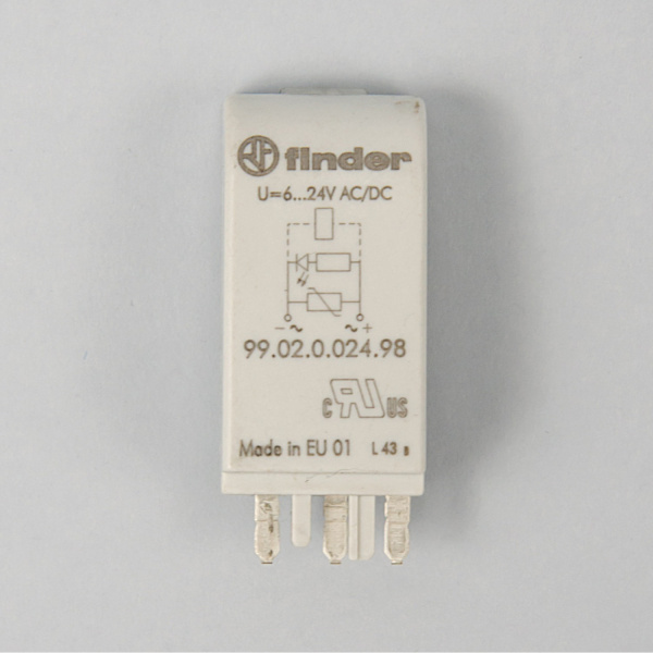 9902002498 | Зеленый LED + варистор; 6...24В AC/DC, Finder