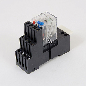 HF18-024DC-4-LED | Комплект реле: колодка винт;пластиковая клипса;маркер + реле Hongfa 4CO 6A; AgNi; катушка 24B DC,LED, ID