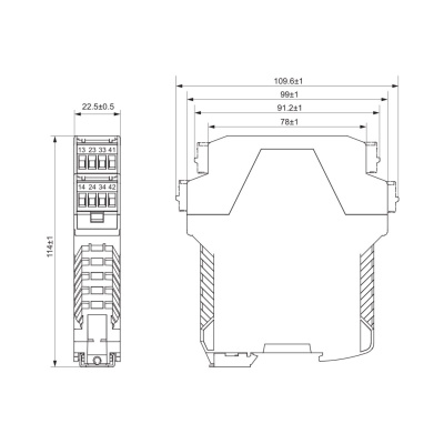 HFGA1/A-3H1D-U24 | Реле безопасности, 3НО мгновенных контактов безопасности, 1НЗ контакт сигнализации, базовые функции, Hongfa
