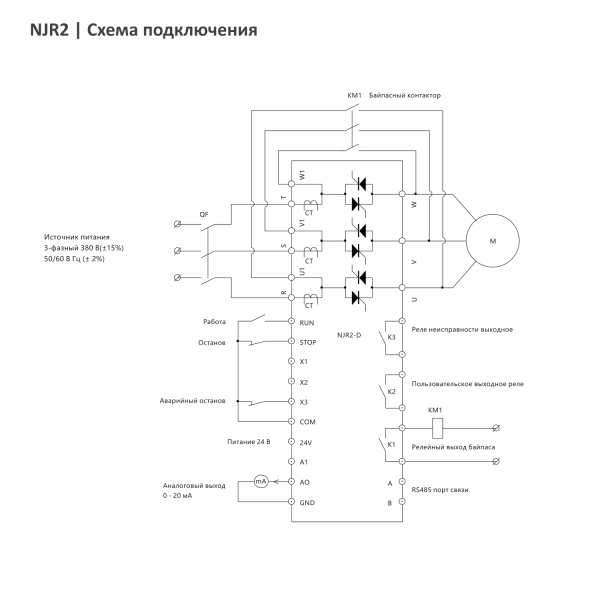 489019 | Устройство плавного пуска NJR2-7.5D,15А,7.5 кВт, Chint