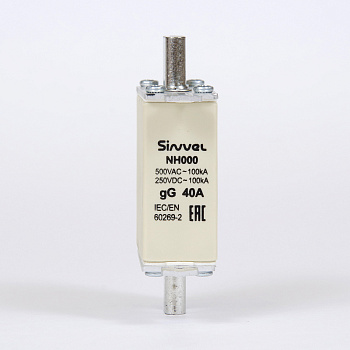 FNH000S-40 | Предохранитель 40 A, габарит 000, gG, 500 B AC/ 250 B DC, боёк, Sinvel 
