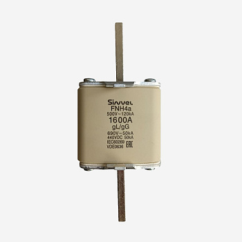 FNH4a-1600 | Предохранитель ножевой тип 41, 1600 A, габ 4a, gG, 500 B AC/440 B DC (ножи сплошные, без отверстий), Sinvel 