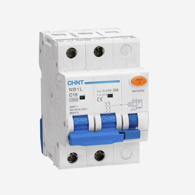 205091 | Дифференциальный автомат NB1L 2P C16 30мА тип AC 10кА (54mm), Chint