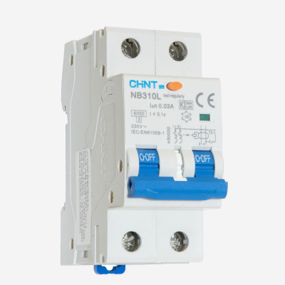 660002 | Дифференциальный автомат NB310L 2P 16А 30мА, тип A, характеристика B, 6кА, Chint