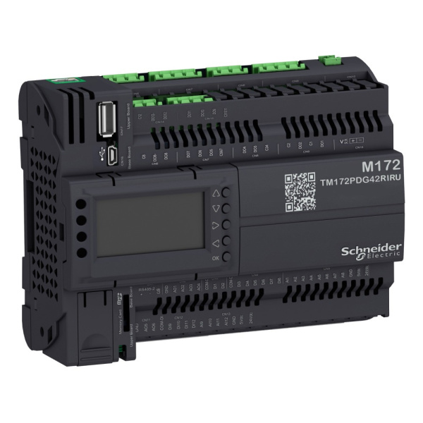 TM172PDG42RIRU | ПЛК M172 с дисплеем 42 I/O Eth 2RS485 изол, Schneider Electric