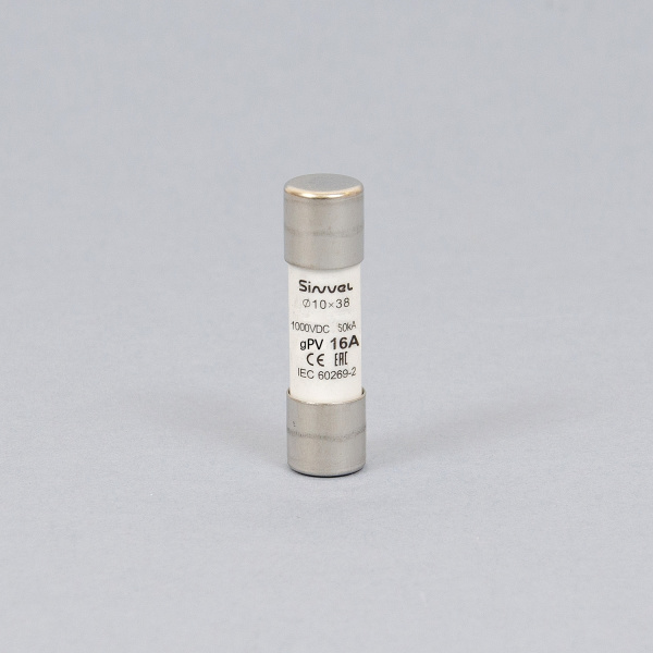 SV1038H-16 | Плавкая вставка 16 А, gPV, 10х38 мм, 1000 B DC, Sinvel 