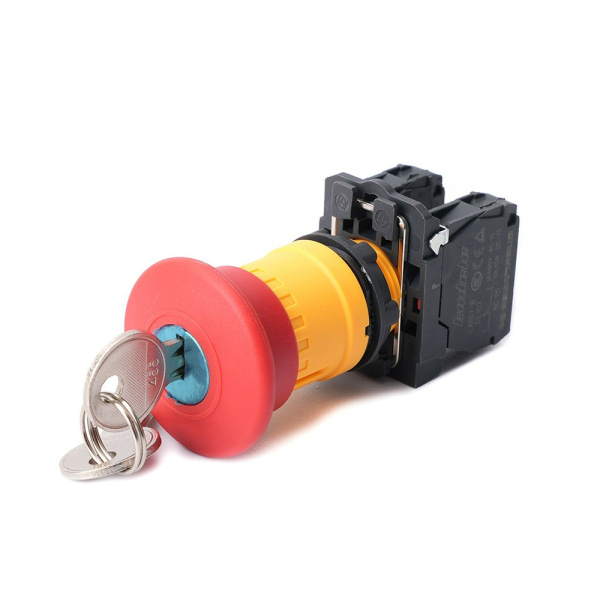 SB5AS9445 | Кнопка, грибовидный толкатель 4мм, ключ для возврата, пластик, 1НО+1НЗ, Systeme Electric