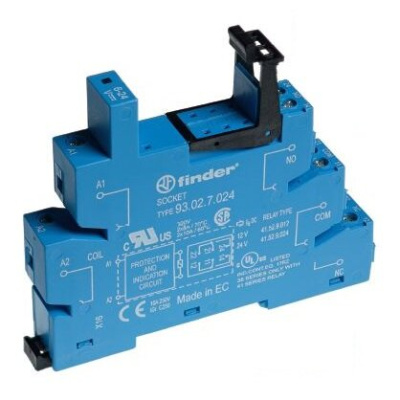 93020125 | Розетка 2P, с пластиковой клипсой и винтовыми клеммами, для реле 41.52, 41.61, Finder