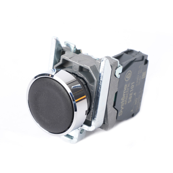 SB4BA21 | Кнопка чёрная, металл, 1НО, Systeme Electric