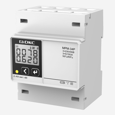 dkcMPM-34P | Многофункциональное измерительное устройство МРМ, RS-485, LCD дисплей, трёхфазный на DIN-рейку, DKC