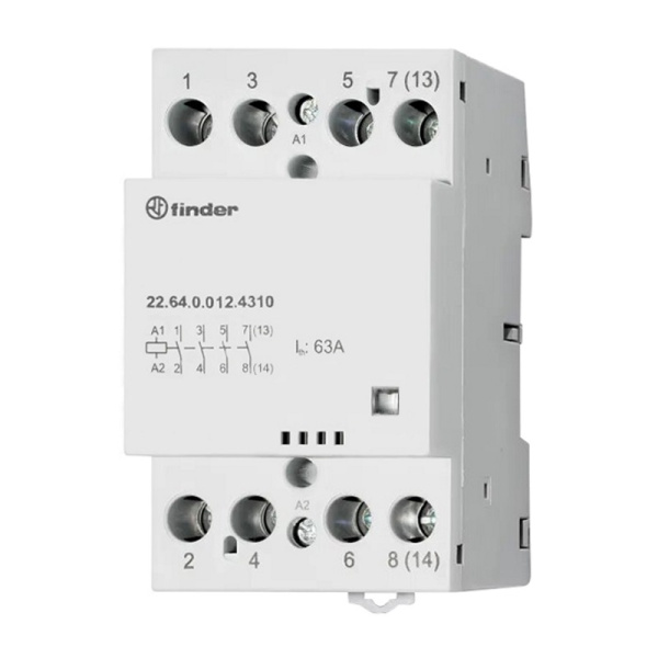 226402304310 | Контактор, 4НО, 63 А, 230В AC/DC, мех.индикатор, AgSnO2, Finder