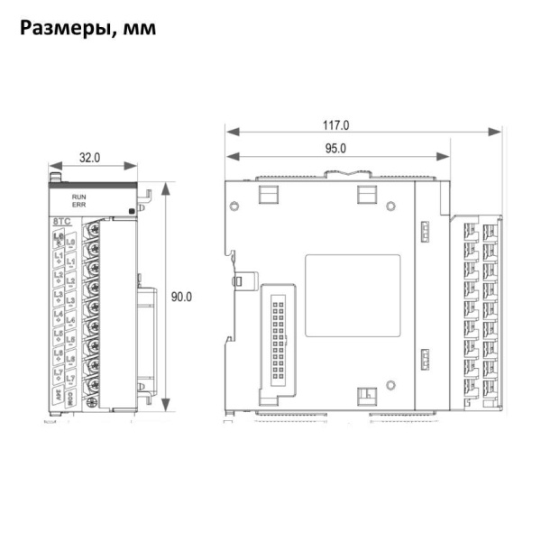GL10-4TC | Модуль расширения 4 входа термопар B, E, J, K, N, R, S, T, винтовые клеммы, Inovance
