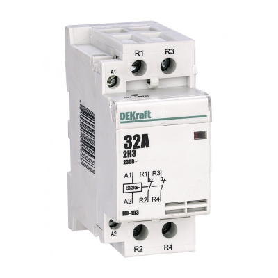 18073DEK | Модульный контактор 2НЗ 32А 230В МК-103, Dekraft