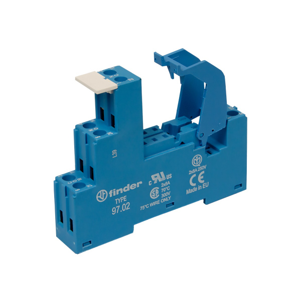 9702SPA | Розетка 2P, с пластиковой клипсой и винтовыми клеммами, для реле 46.52, Finder