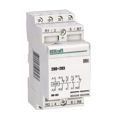 18076DEK | Модульный контактор 2НО+2НЗ 32А 230В МК-103, Dekraft