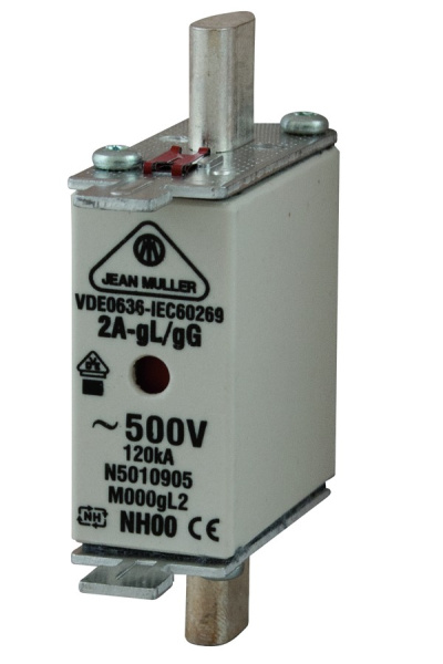 N5013413 | Плавкая вставка 40А, размер NH000, хар-ка gG, 500В АС с бойком, Jean Muller 