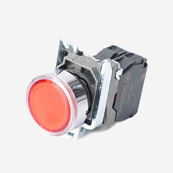 SB4BW34M2 | Кнопка красная, металл, подсветка 230-240В AC, 1НЗ, Systeme Electric