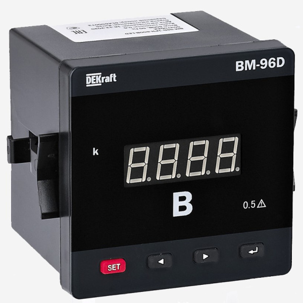 50387DEK | Вольтметр цифровой 96x96мм трехфазный, вход 600В, выход DO, LED-дисплей ВМ-96D, Dekraft
