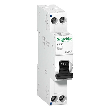 A9D49610 | Дифференциальный автомат Acti9 iDif K, 1P+N 10А кривая C, 30мА, тип A, 6кА, Schneider Electric