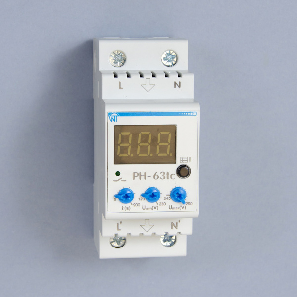 PH-63tc | Однофазное реле напряжения 63А, 220В, с журналом аварий и температурной защитой, Новатек