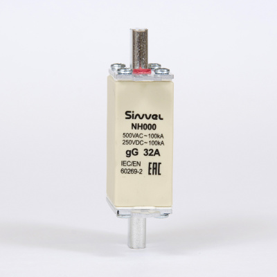 FNH000S-32 | Предохранитель 32 A, габарит 000, gG, 500 B AC/ 250 B DC, боёк, Sinvel