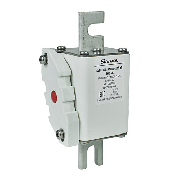 SVF-110B1K1000-200-aR | Предохранитель, 200 А, 1000 В DC / 1000 В AC, aR, ножи под болт, габ 1, монт расст 110 мм, Sinvel 