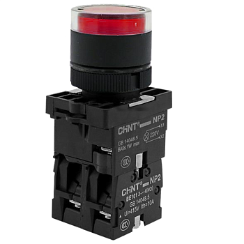 574737 | Кнопка NP2-EW3465 выступающая 1НО+1НЗ красная, подсветка LED 230В AC/DC, IP40, Chint