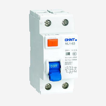200379 | ВДТ (УЗО) NL1-63 2P 63А 100мА 10кА тип AC (DB), Chint