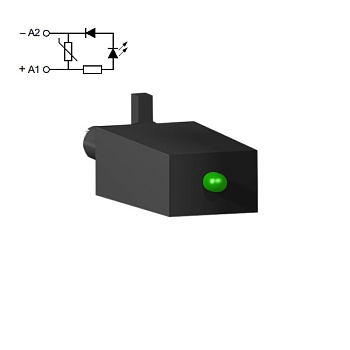 RZM021RB | Варистор + зеленый светодиод 6-24В AC/DC, для колодок RSZ**/RGZ**, Schneider Electric
