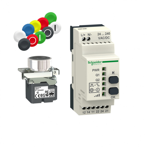 XB4RFA02 | Комплект из настраиваемого приемника и беспроводной кнопки, 24..240В AC/DC, Schneider Electric