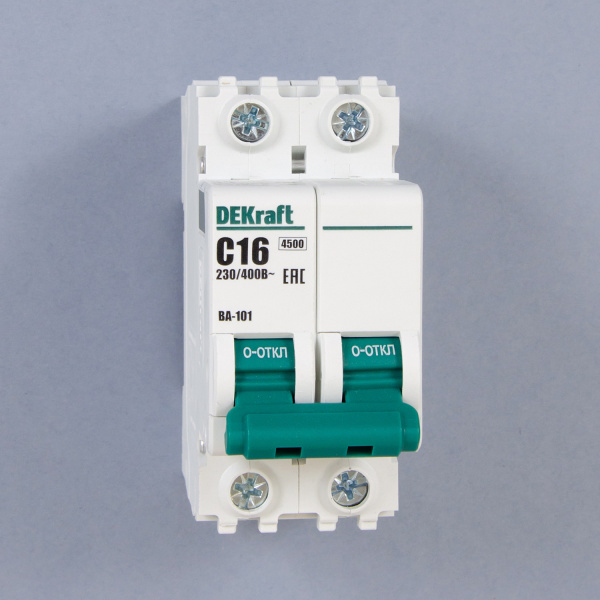 11066DEK | Автоматический выключатель ВА-101 2P 16А C 4.5кА, Dekraft