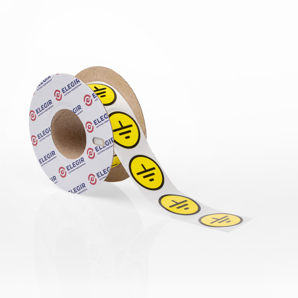 1170307  | Маркировочная наклейка круглая NPP-30-ZZ, знак "Заземление", желтый  (рулон 500 шт.), Elegir 