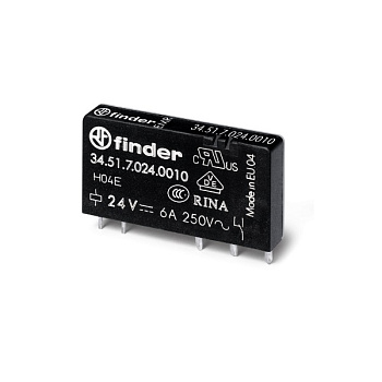 345170245010 | Миниатюрное реле, серия 34, 24В DC чувств., 6А, 1CO, Finder