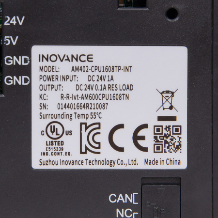 AM402-CPU1608TN | ПЛК AM402, 16 входов, 8 выходов NPN, 8 сервоосей, 8 локальных модулей расширения, Inovance