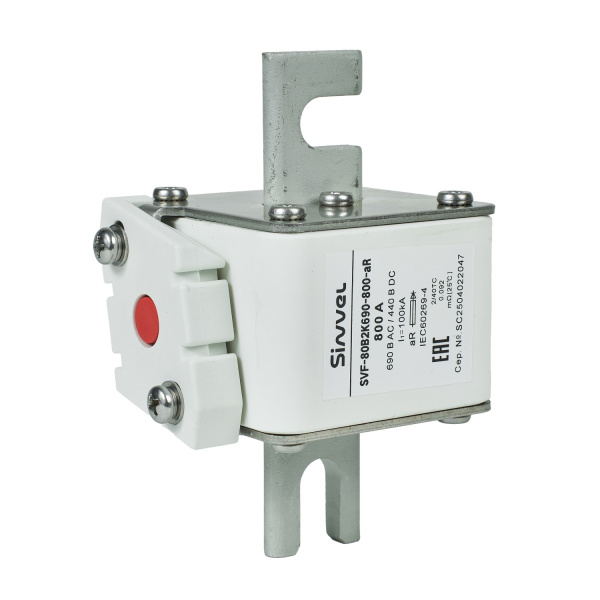 SVF-80B2K690-800-aR | Предохранитель, 800 А, 690 В AС, aR, ножи под болт, габ 2, монт расст 80 мм, Sinvel 