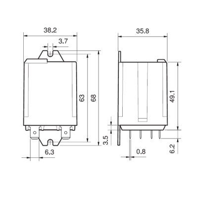 628290240500 | Реле с клеммами в наконечники Faston 250 серии 62.82, управление 24В DC, контакты AgCdO 2CO 16А, Finder