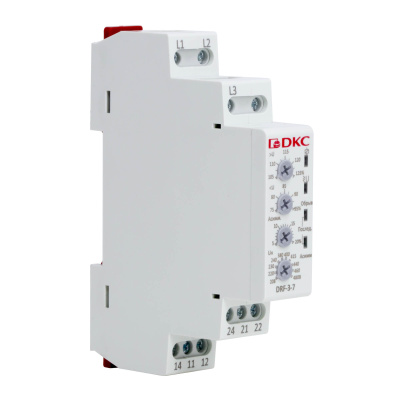 dkcDRF-3-7 | Реле контроля напряжения, обрыва, чередования, ассиметрии фаз, 3Ф, тип DRF, 2CO, 208-480В, DKC