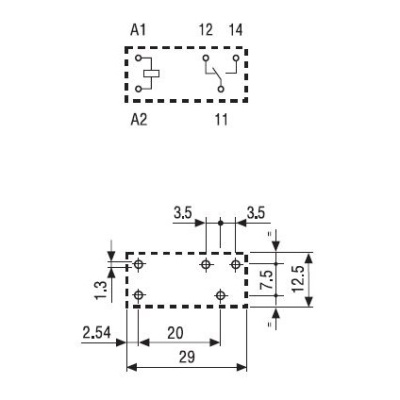 413190120010 | Миниатюрное низкопрофильное реле, серия 41, 12В DC, 12А, 1CO, Finder