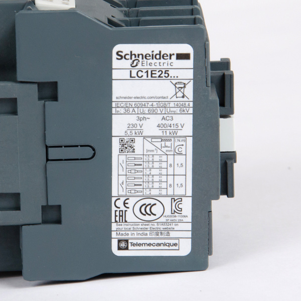 LC1E2510M7 | Контактор TesysE 1НО 25А AC3 220В 50/60ГЦ, Schneider Electric