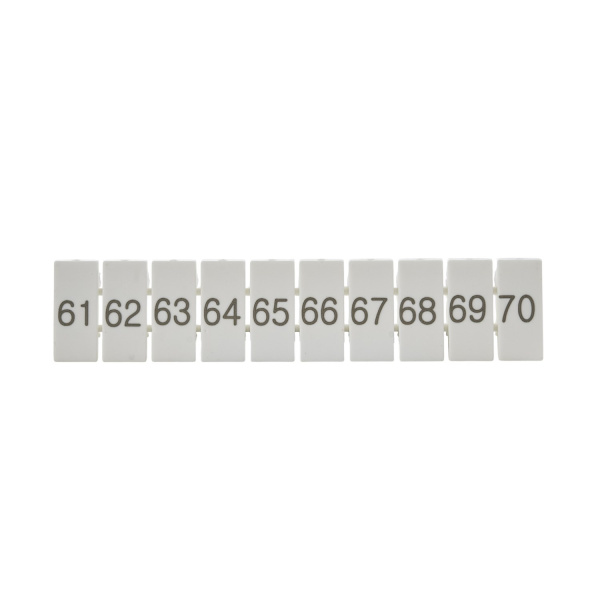 ZB5(61-70)  | Маркировка верхняя горизонтальная для клемм 2.5 кв.мм, 61-70 (1 лист = 10 шт.), Clims 