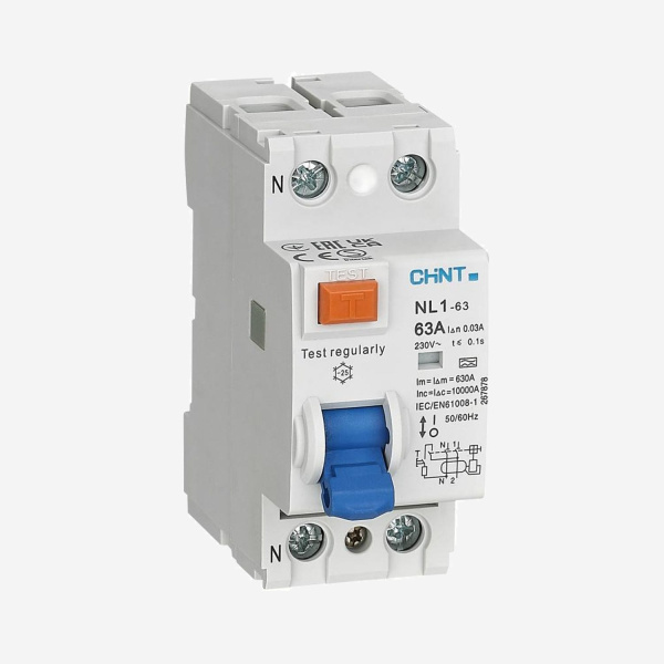 216709 | УЗО NL1-63 2P 25А 30мА 10кА тип AC AX , Chint