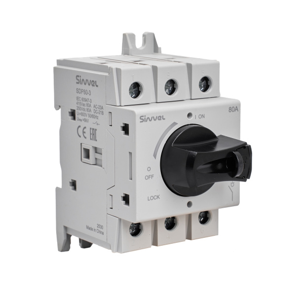 SDP80-3 | Выключатель-разъединитель, 80 А, 3Р, ручка прямого монтажа с блокировкой, Sinvel