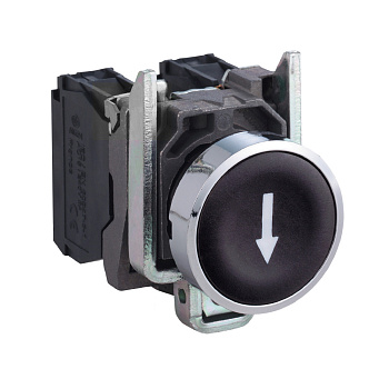 XB4BA3351 | Кнопка без подсветки с возвратом, чёрная, 1НО, стрелка вниз, Schneider Electric