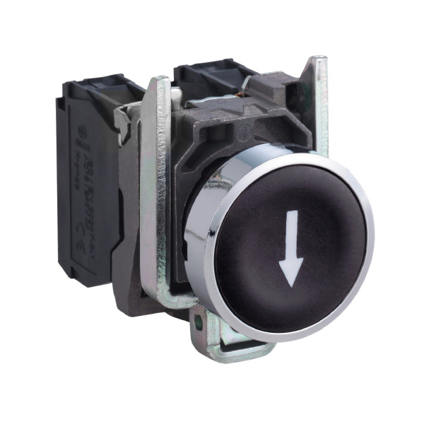 XB4BA3351 | Кнопка без подсветки с возвратом, чёрная, 1НО, стрелка вниз, Schneider Electric