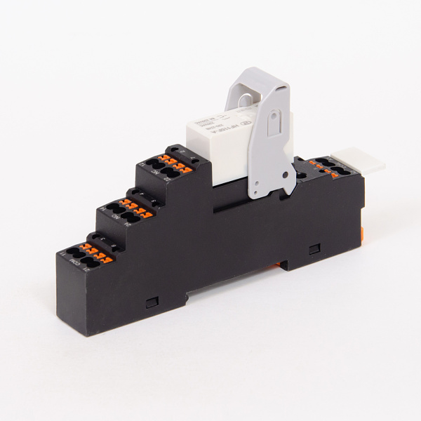 HF115-230AC-2-P | Комплект реле: колодка Push-in,пластик.клипса,маркер + реле Hongfa 2CO 8A; AgNi; катушка 230B AC, ID