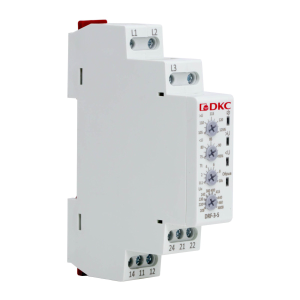 dkcDRF-3-5 | Реле контроля фаз, 3 фазы, тип DRF, контроль напряжения, контроль обрыва фаз, DKC