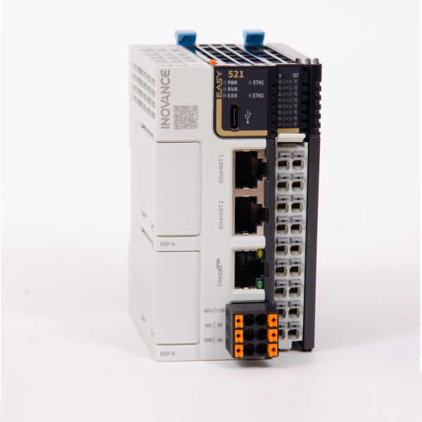 Easy521-0808TP | ПЛК Easy521, 8 входов PNP/NPN, 8 выходов PNP, 1x EtherCAT, 2x EtherNET, 1x RS485, 1x USB, 8 сервоосе, Inovance