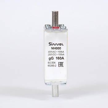 FNH000S-160 | Предохранитель 160 A, габарит 000, gG, 400 B AC/ 250 B DC, боёк, Sinvel 
